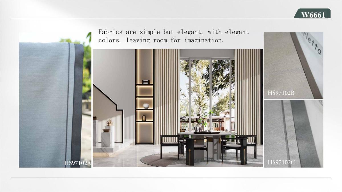 Trendy modern curtain fabric in a dining space